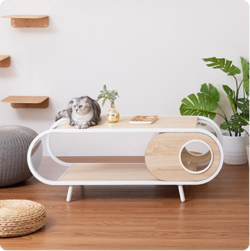 猫の隠れ家の機能を備えたテーブル